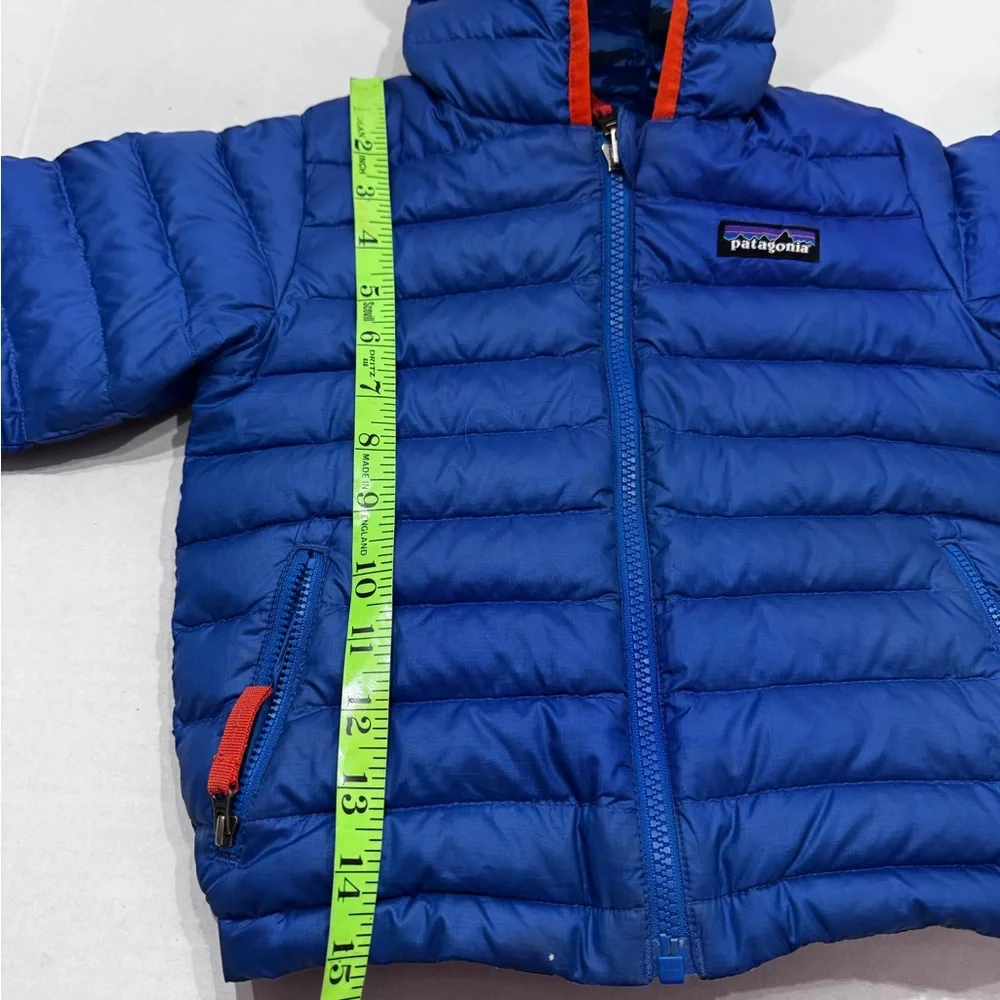 Patagonia Blue and Black Camouflage Jacket with Orange Trim